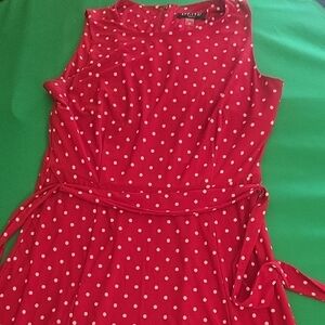 Kasper Red Dress with White Polka Dots